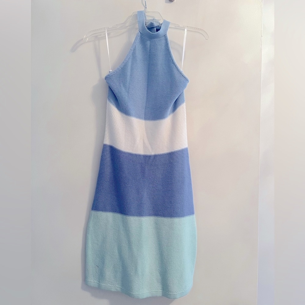 NWT Sabo Skirt Blue and White Striped Halter Dress